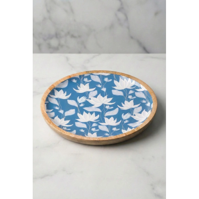 Hubrendy Bez Mango Agacı Pasta Tabağı & Sunum Tabağı 20 Cm Desenli