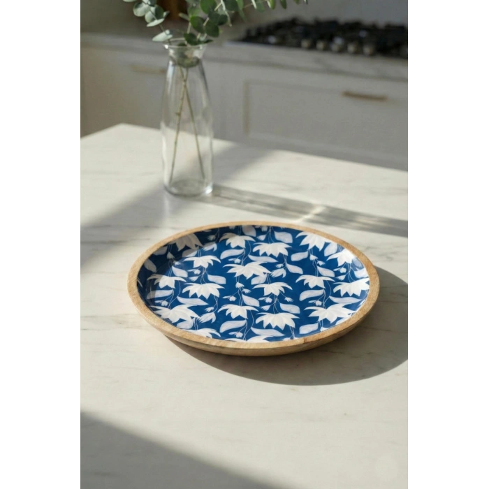 Hubrendy Bez Mango Agacı Servis Tabağı & Sunum Tabağı 25 Cm Desenli