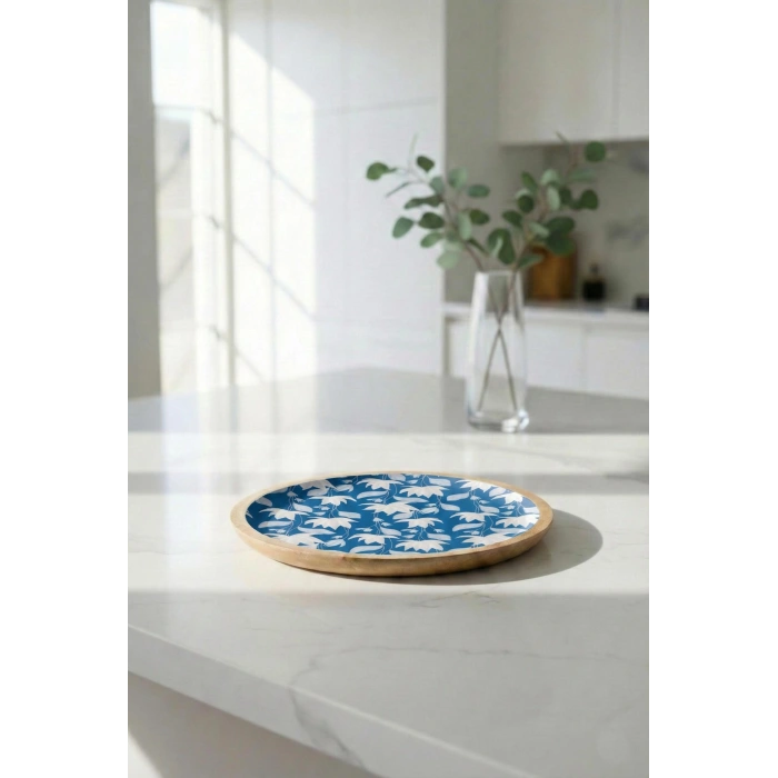 Hubrendy Bez Mango Agacı Servis Tabağı & Sunum Tabağı 25 Cm Desenli