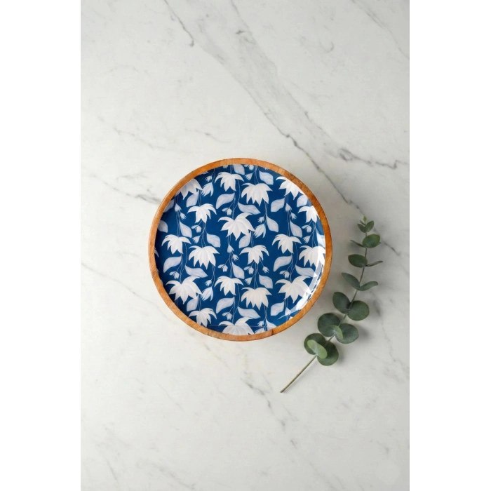 Hubrendy Bez Mango Agacı Servis Tabağı & Sunum Tabağı 25 Cm Desenli