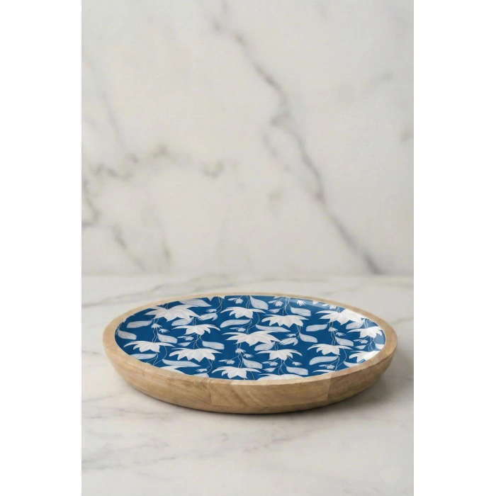 Hubrendy Bez Mango Agacı Servis Tabağı & Sunum Tabağı 25 Cm Desenli