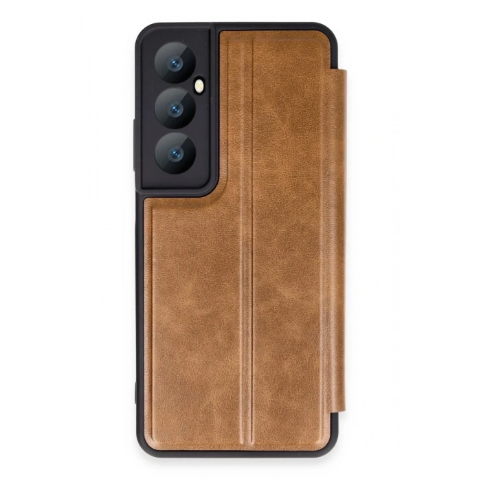 Hubrendy Bez Realme C65 Kılıf Flip Cover - Taba