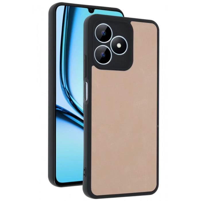 Hubrendy Bez Realme Note 50 4G Kılıf Aras Deri Kapak - Pudra