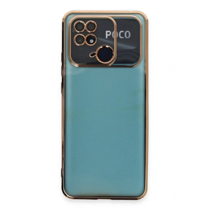 Hubrendy Bez Xiaomi Redmi 10C Kılıf Lensli Silikon - Gold