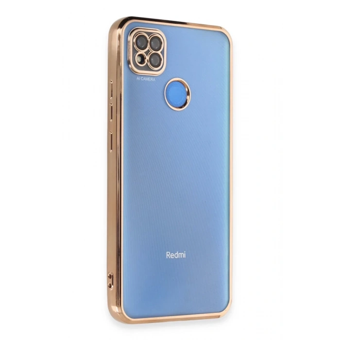 Hubrendy Bez Xiaomi Redmi 9C Kılıf Lensli Silikon - Gold