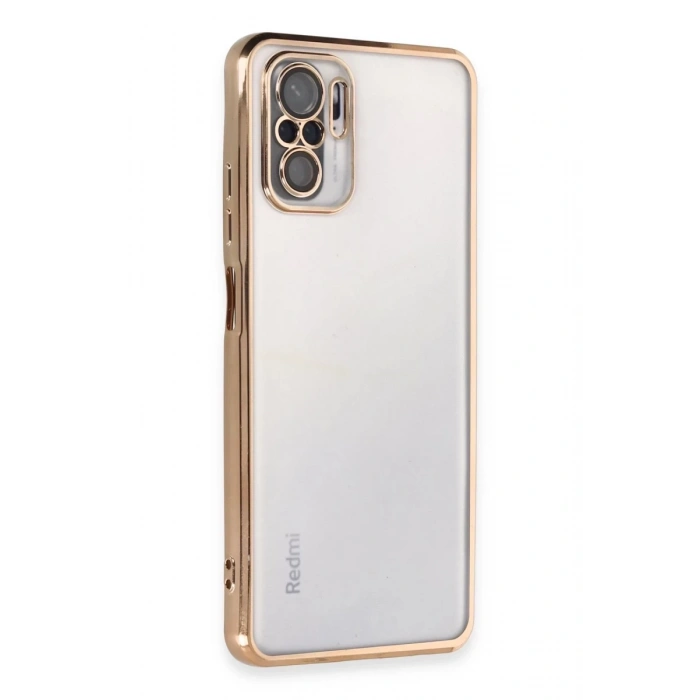 Hubrendy Bez Xiaomi Redmi Note 10 Kılıf Lensli Silikon - Gold