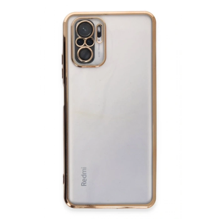 Hubrendy Bez Xiaomi Redmi Note 10 Kılıf Lensli Silikon - Gold