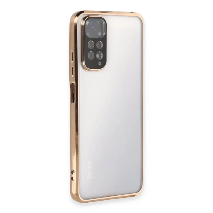 Hubrendy Bez Xiaomi Redmi Note 11 Kılıf Lensli Silikon - Gold