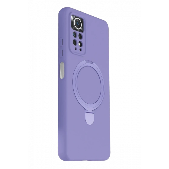 Hubrendy Bez Xiaomi Redmi Note 12 Pro 4G Regal Magsafe Standlı Kapak - Lila