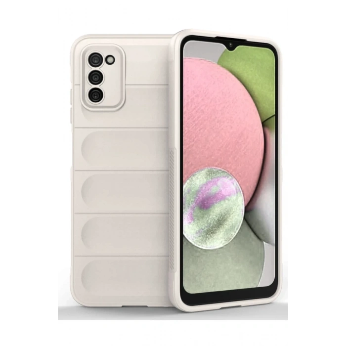 Hubrendy Bez Samsung Galaxy A03S Kılıf Optimum Silikon - Krem