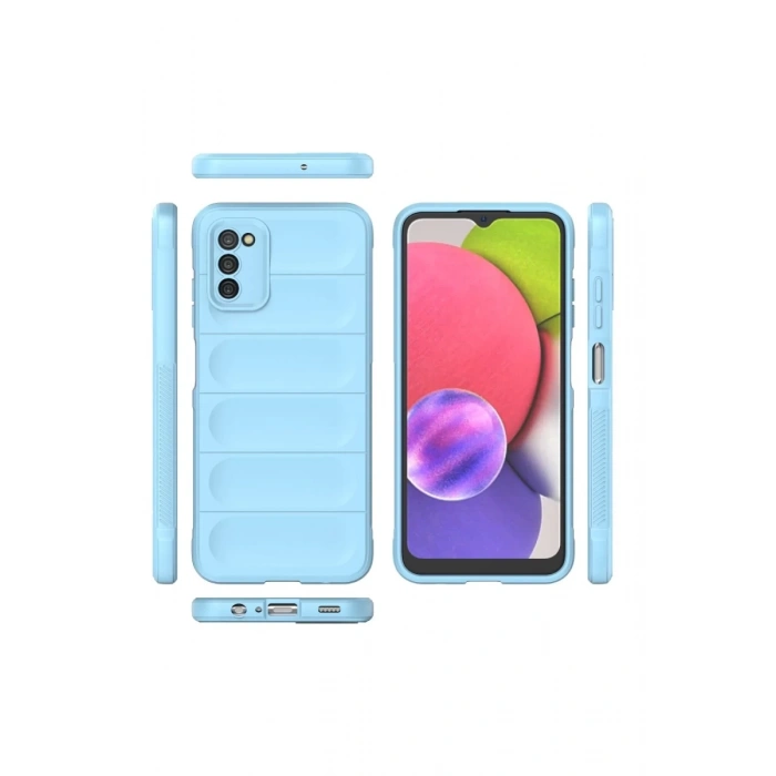 Hubrendy Bez Samsung Galaxy A03S Kılıf Optimum Silikon - Sky Blue