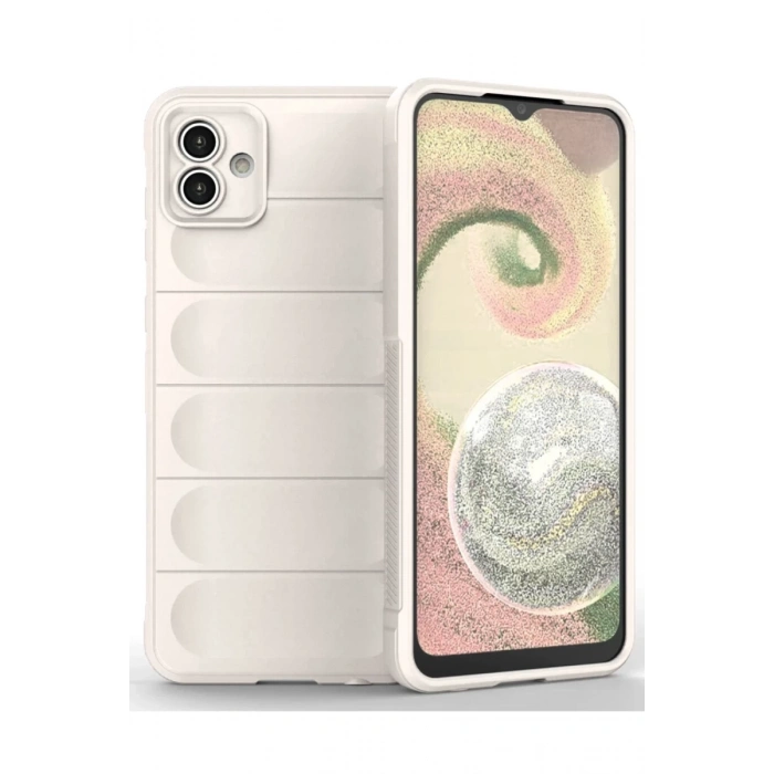 Hubrendy Bez Samsung Galaxy A04 Kılıf Optimum Silikon - Krem