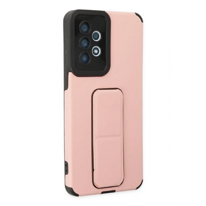 Hubrendy Bez Samsung Galaxy A33 5G Kılıf Mega Standlı Silikon - Pudra