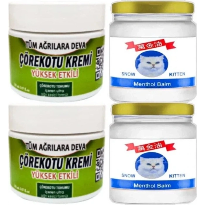 Hubrendy Bez Süper Çörek Otu Krem 2X100 ml - Snow Kitten Menthol Balm 2X50 ml