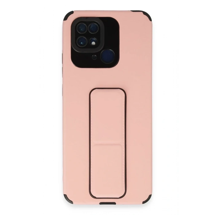 Hubrendy Bez Xiaomi Redmi 10C Kılıf Mega Standlı Silikon - Pudra