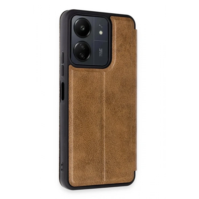 Hubrendy Bez Xiaomi Redmi 13C Kılıf Flip Cover - Taba