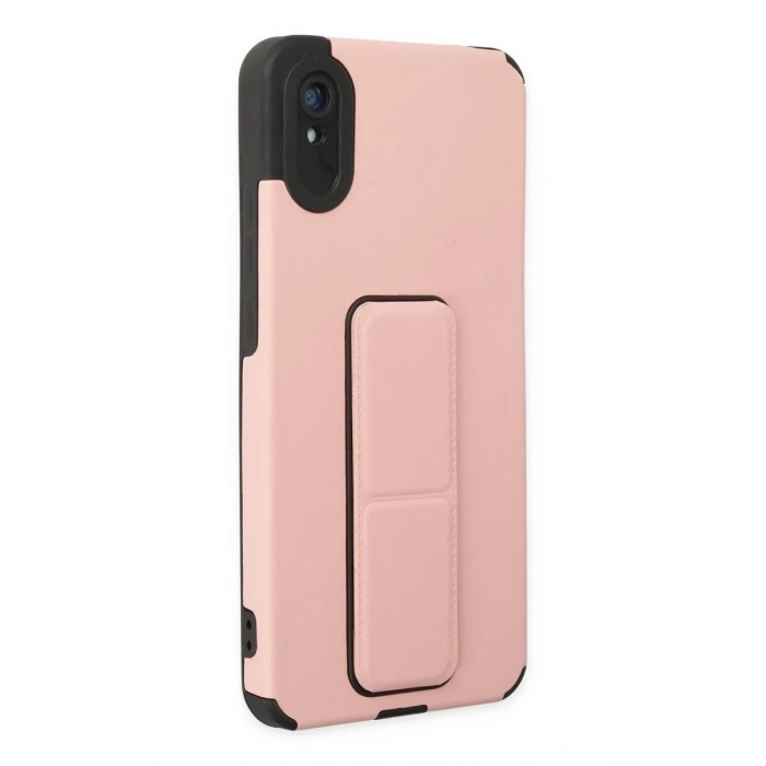 Hubrendy Bez Xiaomi Redmi 9A Kılıf Mega Standlı Silikon - Pudra