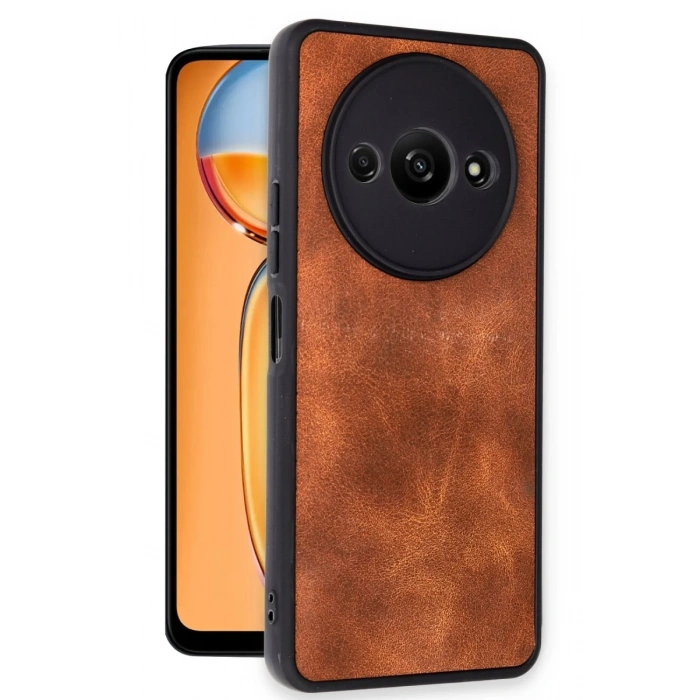 Hubrendy Bez Xiaomi Redmi A3 4G Kılıf Aras Deri Kapak - Taba