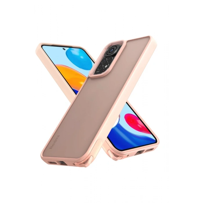 Hubrendy Bez Xiaomi Redmi Note 11 Kılıf Elegant Kapak - Pudra