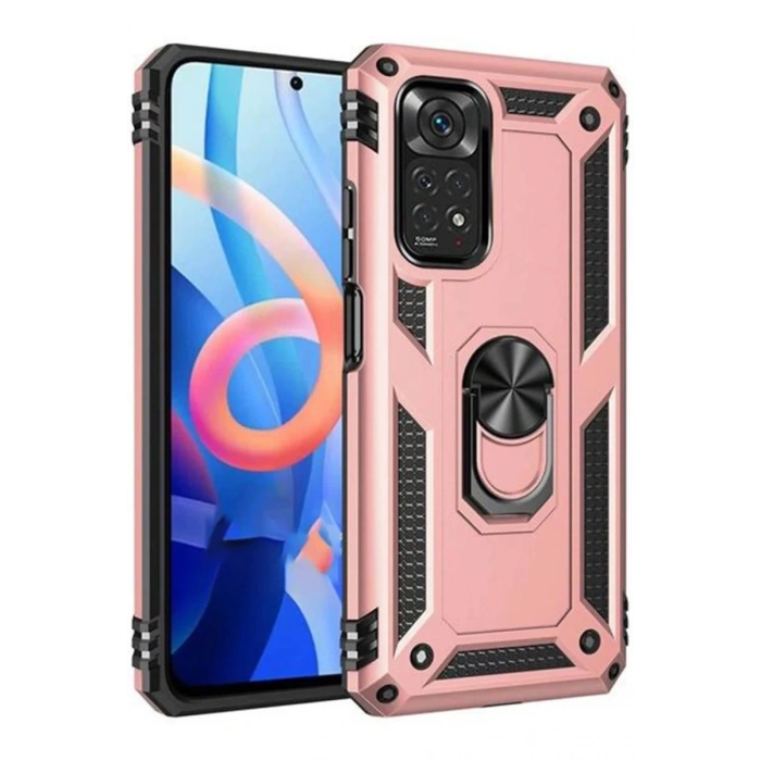 Hubrendy Bez Xiaomi Redmi Note 12S Kılıf Sofya Yüzüklü Silikon Kapak - Rose