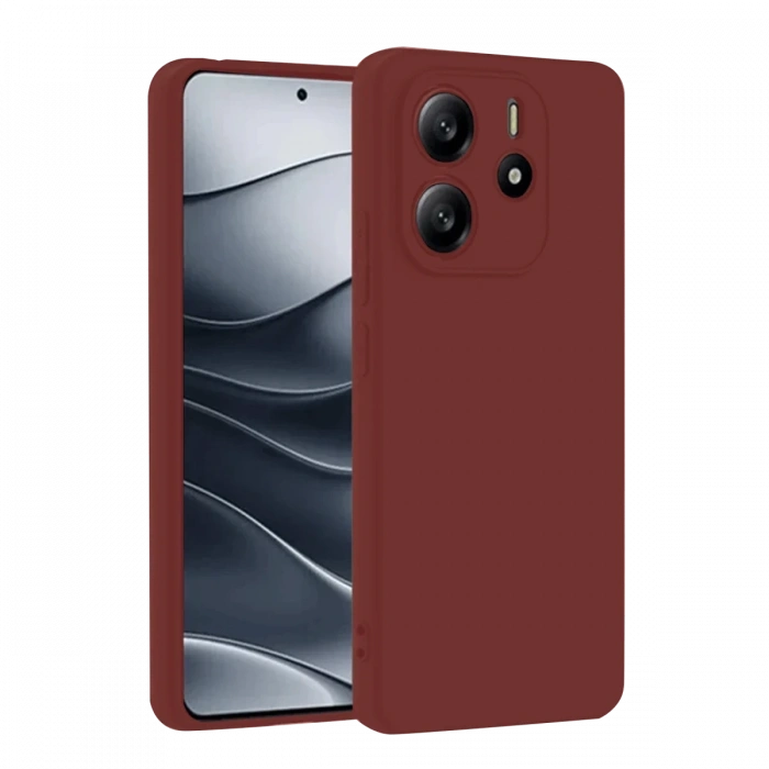Hubrendy Bez Xiaomi Redmi Note 14 4G Kılıf First Silikon - Bordo