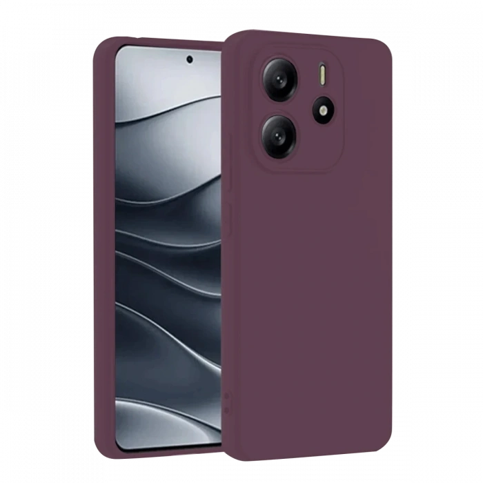 Hubrendy Bez Xiaomi Redmi Note 14 4G Kılıf First Silikon - Mürdüm