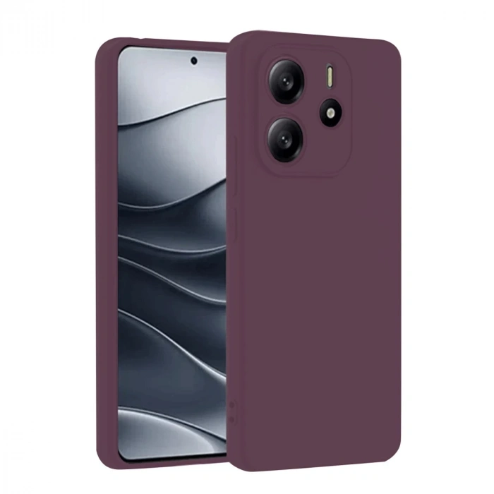 Hubrendy Bez Xiaomi Redmi Note 14 4G Kılıf First Silikon - Mürdüm