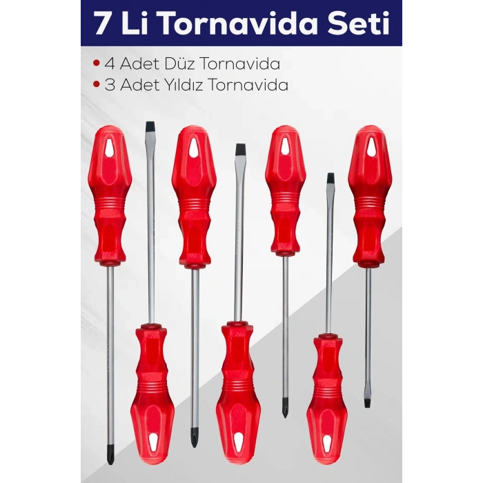 Hubrendy ÇER 7li Tornavida Seti (4 Adet Düz Tornavida 3 Adet Yıldız Tornavida)