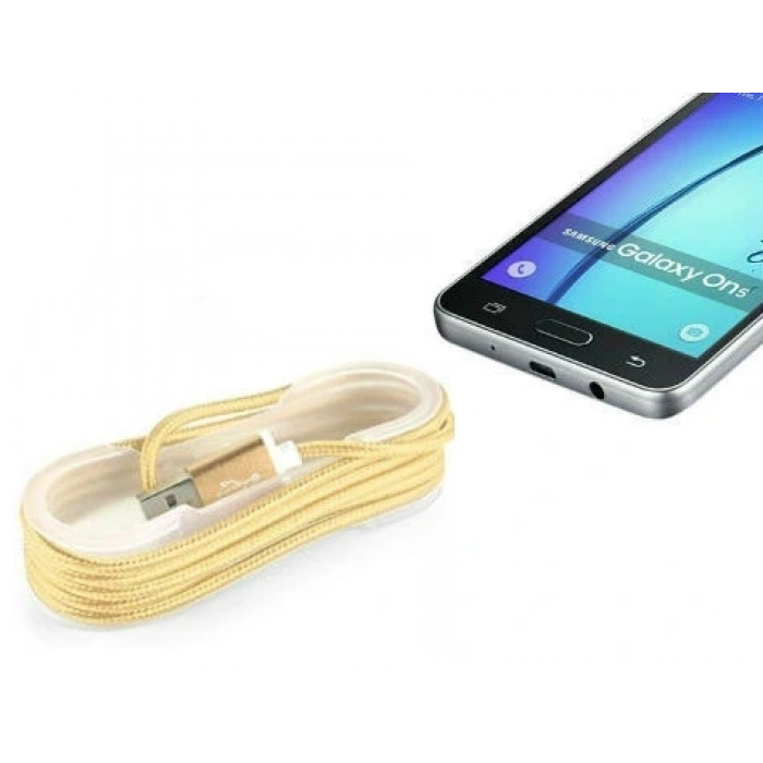 Hubrendy ÇER Android Örgü Şeklinde Renkli Çelik Şarj Data Kablosu - Gold