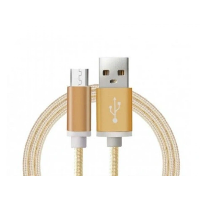 Hubrendy ÇER Android Örgü Şeklinde Renkli Çelik Şarj Data Kablosu - Gold