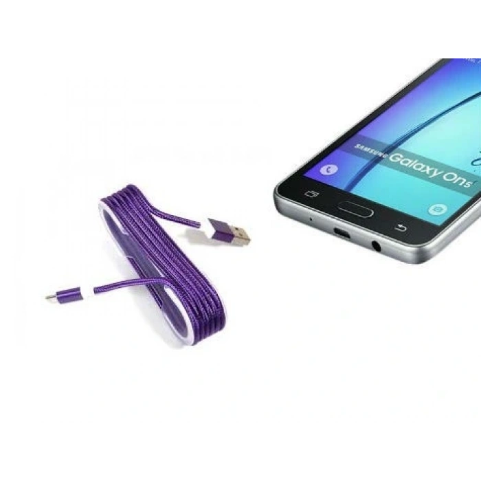 Hubrendy ÇER Android Örgü Şeklinde Renkli Çelik Şarj Data Kablosu - Mor