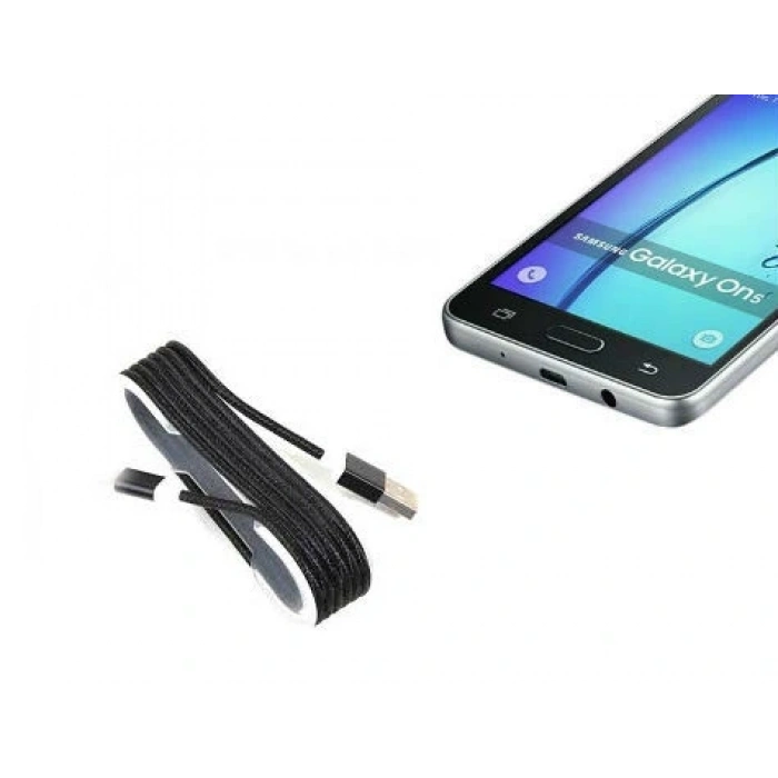 Hubrendy ÇER Android Örgü Şeklinde Renkli Çelik Şarj Data Kablosu - Siyah