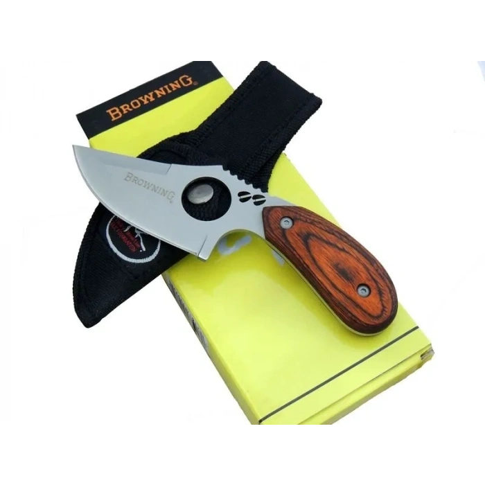 Hubrendy ÇER Browning 087 Yüzme Kamp Bıçak 16 Cm - Ahşap Sap, Özel Kılıflı