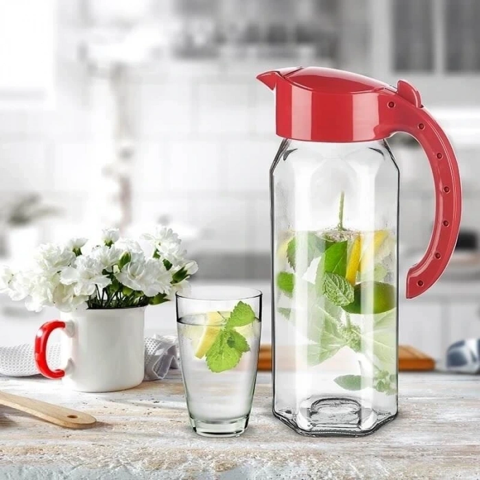 Hubrendy ÇER Cam Sürahi Ala Jug 1500 Ml
