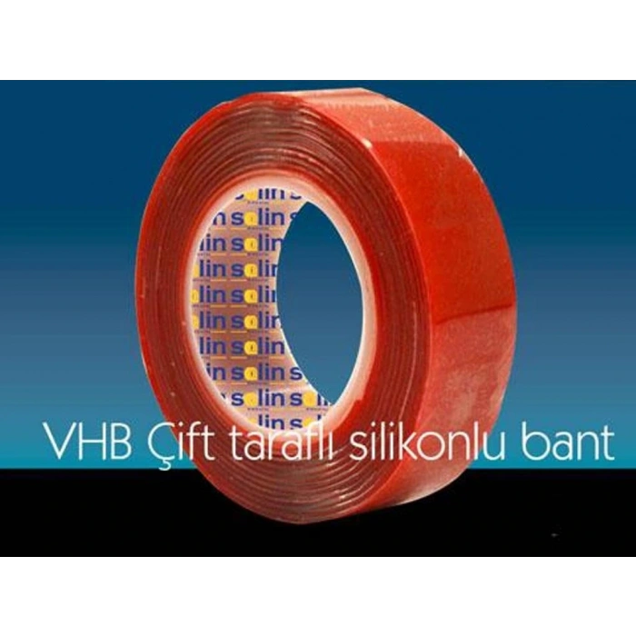 Hubrendy ÇER Çift Taraflı Akrilik Silikonize Bant 18 Mm X 2 Metre Kırmızı Vhb