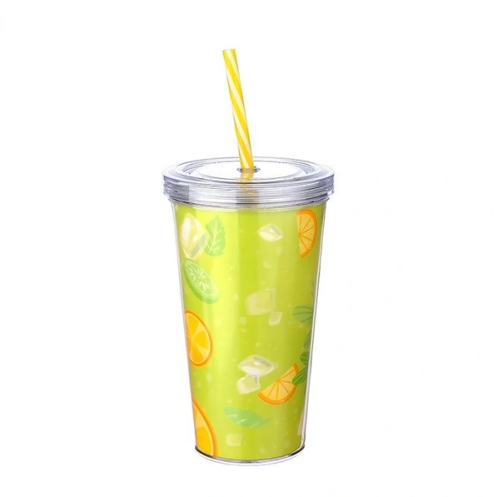 Hubrendy ÇER Cool Lime Bardağı - Limeshake Bardak 600 Ml