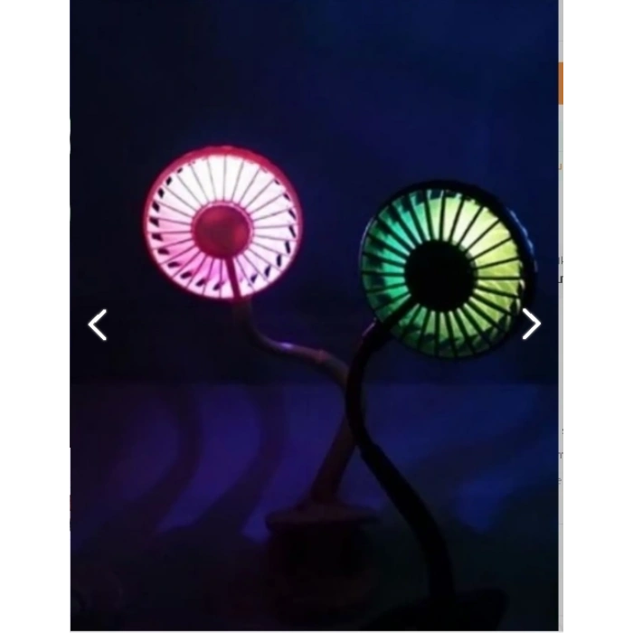 Hubrendy ÇER Portatif Işıklı Mini Klipsli Fan