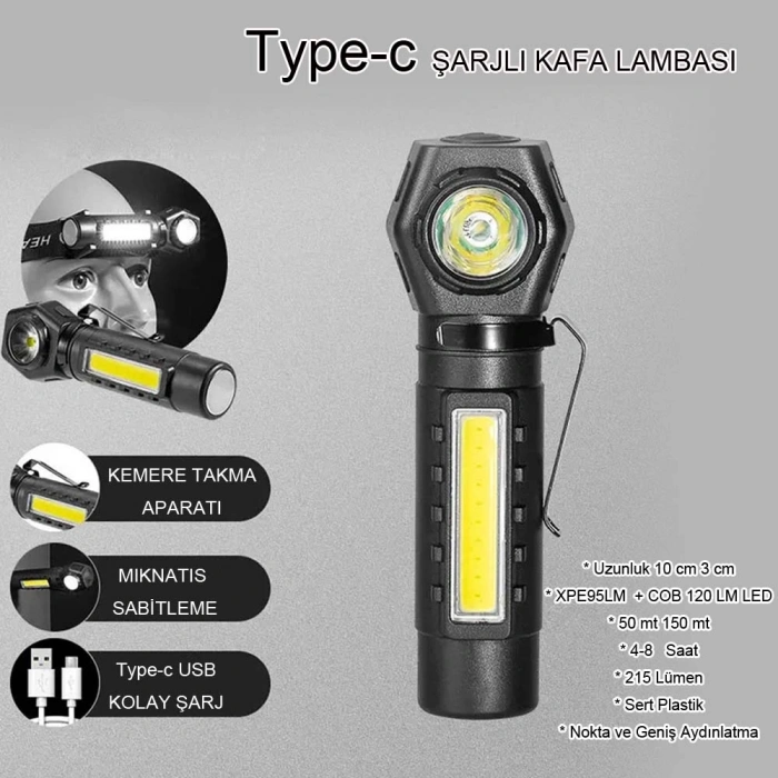 Hubrendy ÇER Şarjlı Mıktanıslı Kafa Lambasi Wt-621