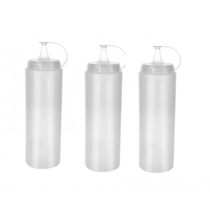 Hubrendy ÇER Şeffaf Sos Şişesi - 1000ml Dev Boy 3 Adet
