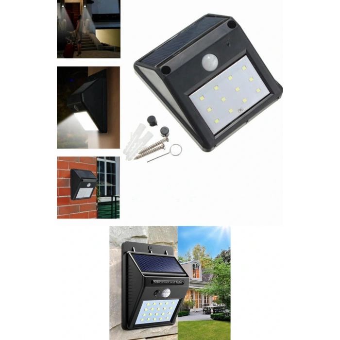 Hubrendy ÇER Sensörlü Solar Duvar Lambası 20 Ledli
