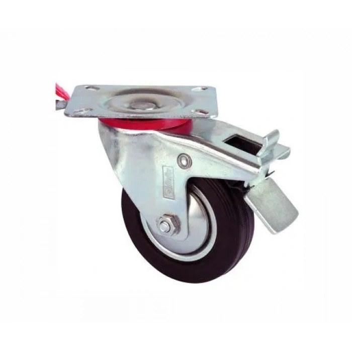 Hubrendy ÇER Servis Tekeri - Frenli Tablalı Siyah Döner - Çap 80 Mm