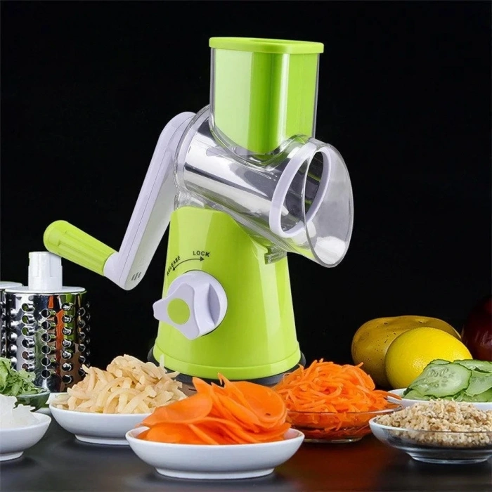 Hubrendy ÇER Tutma Kollu Çevirmeli Pratik Rulo Rende Drum Grater