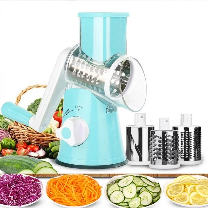 Hubrendy ÇER Tutma Kollu Çevirmeli Pratik Rulo Rende Drum Grater
