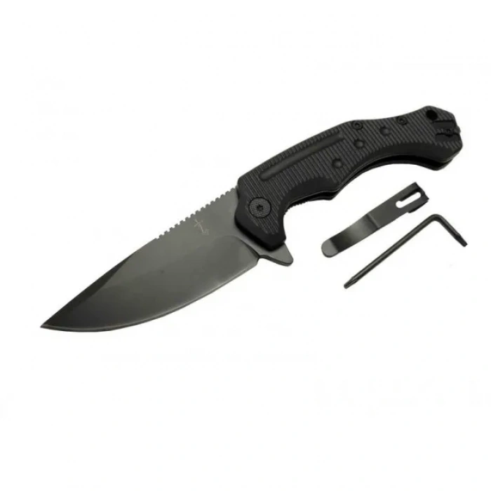 Hubrendy ÇER Zero Error 7-12 Black Çakı 22 Cm Manuel, Kemerlikli
