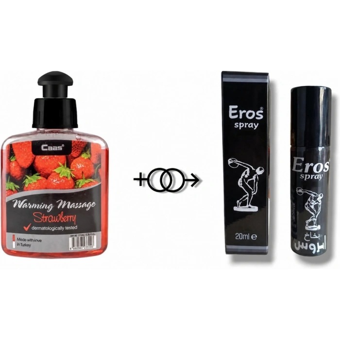 Hubrendy Bez Çilek Aromalı Cinsel Masaj Yağı 100 ml + Eros G.ctrci Sprey 20 ml