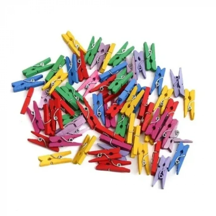 Hubrendy Emin 100lü Renkli Ahşap Mandal Seti 2.5 cm