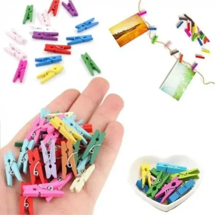 Hubrendy Emin 100lü Renkli Ahşap Mandal Seti 2.5 cm