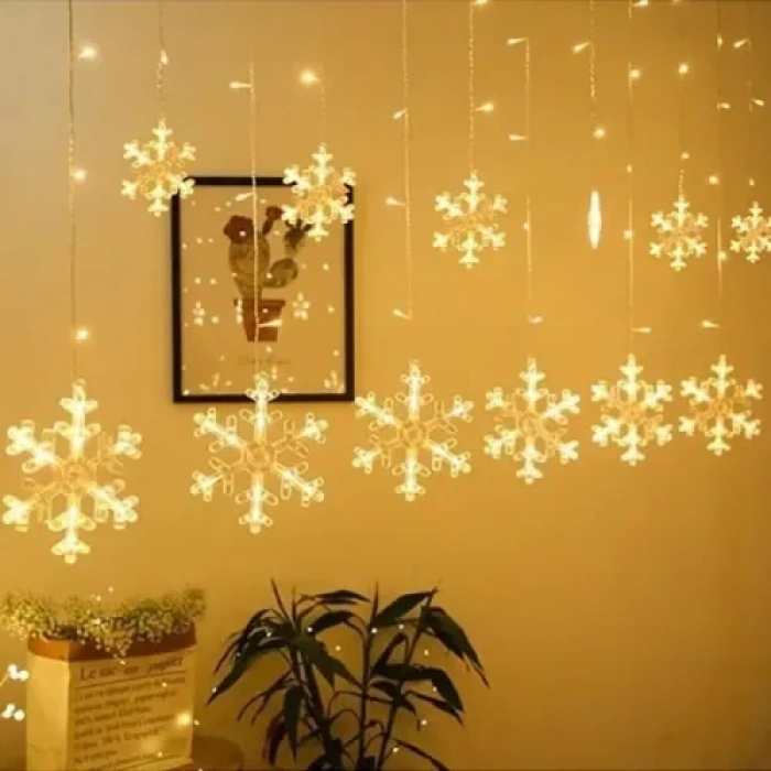 Hubrendy Emin 3 Metre Saçaklı Kar Tanesi Perde LED
