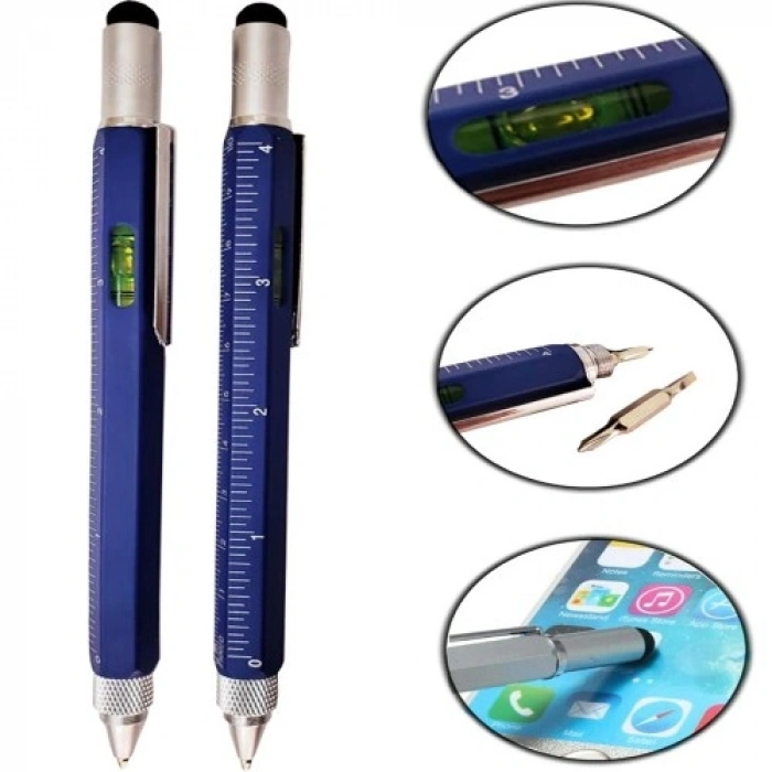 Hubrendy Emin Cetvelli Tornavidali Su Terazili İlginç Dokunmatik Mimar Mavi Kalem