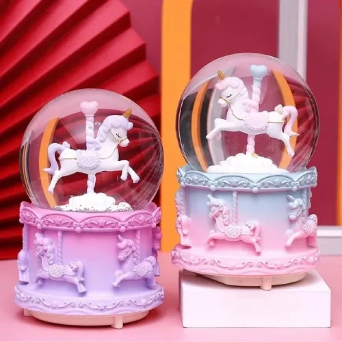 Hubrendy Emin Mini Boy Işıklı Unicorn Kar Küresi